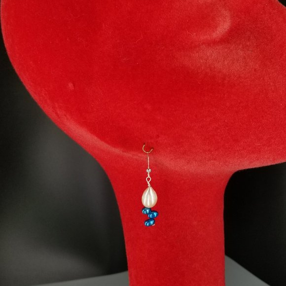 Genuine Pearl and Sterling Silver Drop Earrings - Picture 4 of 9